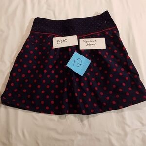 Gymboree girls size 12 polka dot corduroy navy & red skirt VGUC